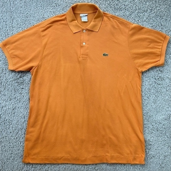 Lacoste Shirt Mens 7 Polo Orange Crocodile Preppy Bright Classic Business Casual - Picture 1 of 5